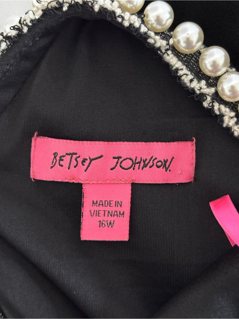 Betsey Johnson Black Pearl Beaded Neckline Dress Plus Size 16W Cocktail Party - Picture 7 of 13